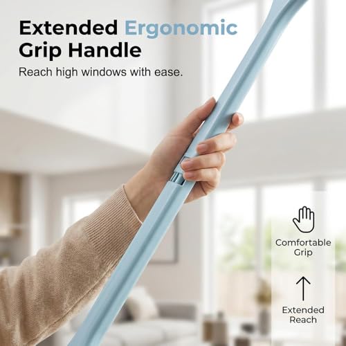 2-in-1 Window Screen Cleaning Brush with Extendable Handle & Squeegee