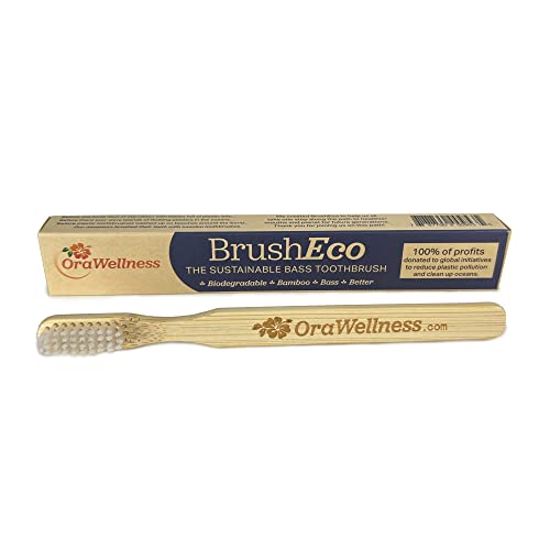 OraWellness BrushEco Bamboo Toothbrush, 4-Row Wooden Toothbrush