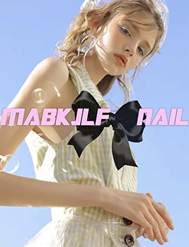 MABKJLF Long Coffin Press on Nails - French Tip Pink False Acrylic Nails