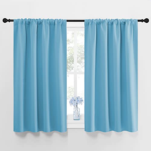 NICETOWN Teal Blue Blackout Curtains - 42x45 Inch Thermal Insulated Drapes