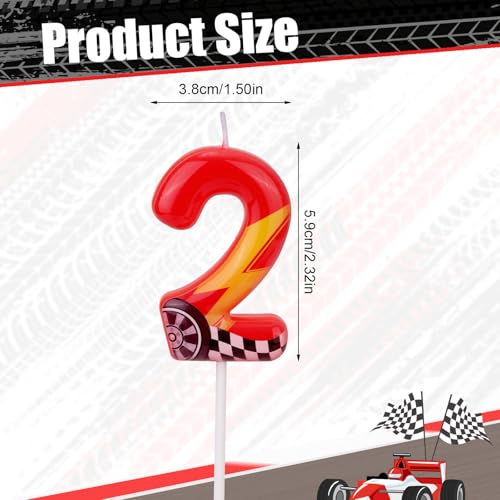 SAVITA Red Racing Car Birthday Candle Set 2.32in with Lightning - Party Decor