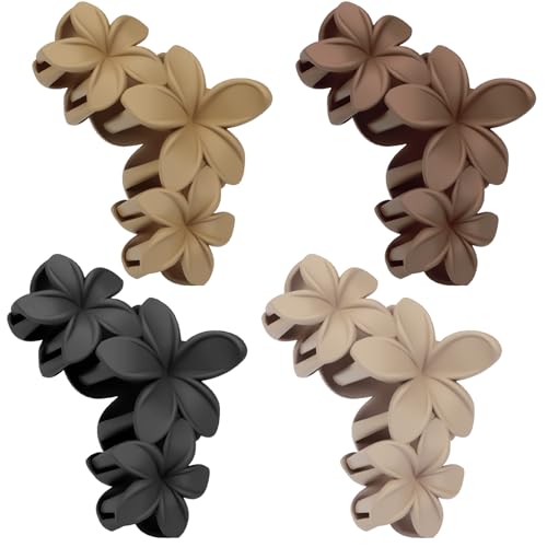 Flower Hair Claw Clips, 4 Pack Large Matte Daisy Clips for Thick Hair