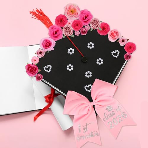 Pink Graduation Bow for Class of 2026 - 7 Inch Hair Clip