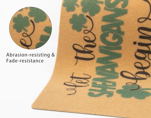 St. Patrick's Day Shamrock Welcome Doormat - 17" x 29" Non-Slip Entry Rug