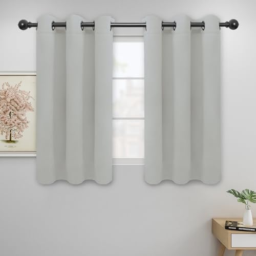 Easy-Going Thermal Grommet Curtains - 2 Panels 42x45 in, Greyish White