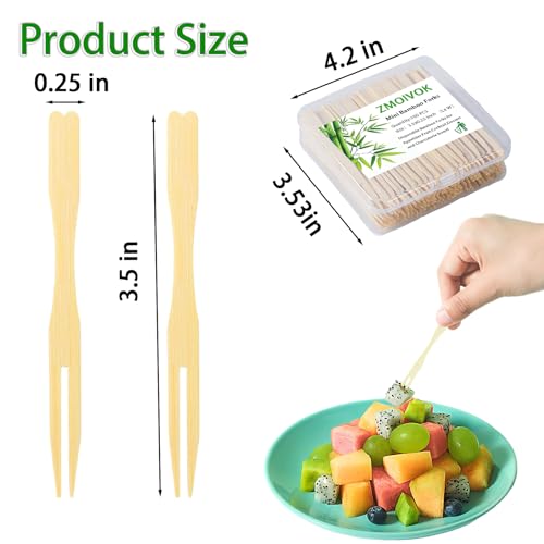 Bamboo Appetizer Forks - 100 Mini 3.5 Inch Disposable Forks