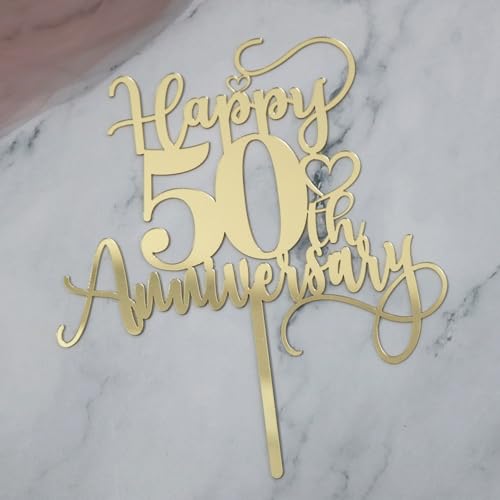 Acrylic Happy 50th Anniversary Cake Topper - Pre-Assembled