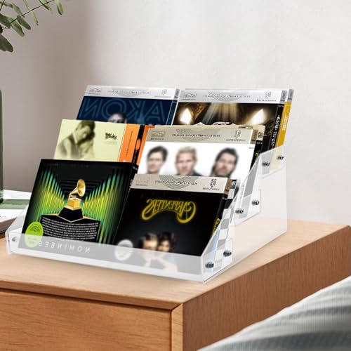 3-Tier Acrylic CD Holder Stand - Clear DVD Storage Rack