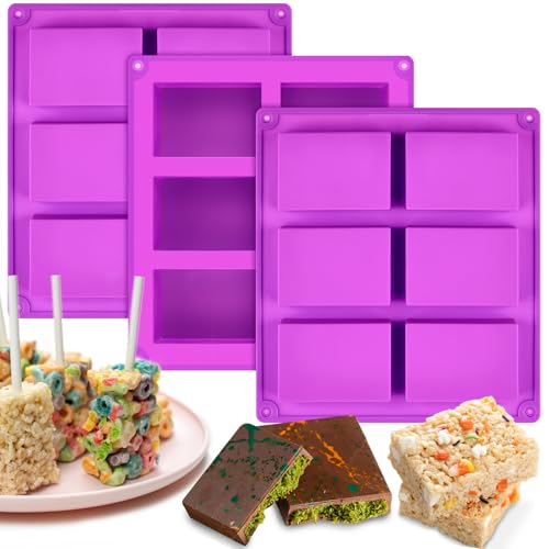 Puyeipt Silicone Rice Krispie Treat Molds – 3 Pack, 18 Cavity