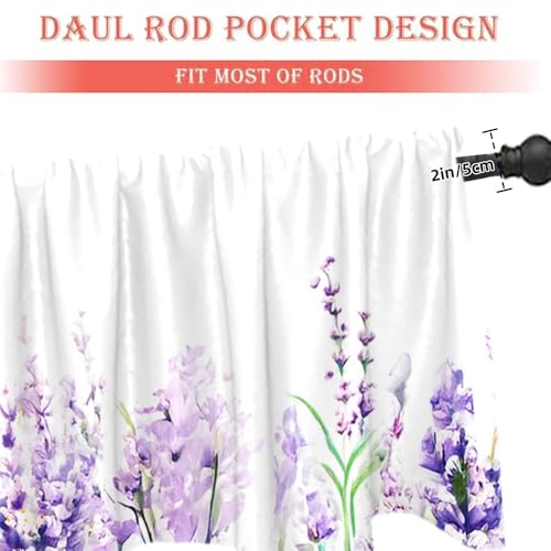 Lavender Flowers Valance Curtain 54x18 Inches for Kitchen & Bathroom