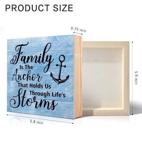 Family Is The Anchor That Holds Us Through Life's Storms Wooden Sign - Farmhouse Nautical Decor, Anchor Variation