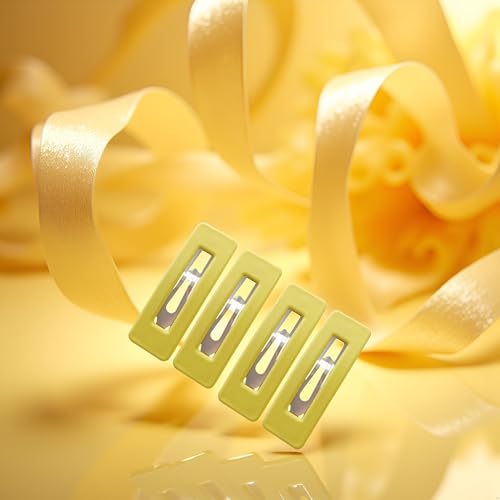 Yellow Matte Square Hair Clips Set of 4 for Women and Girls