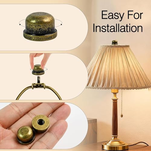 Solid Bronze Lamp Finial Caps - 2 Pack for Standard Harps