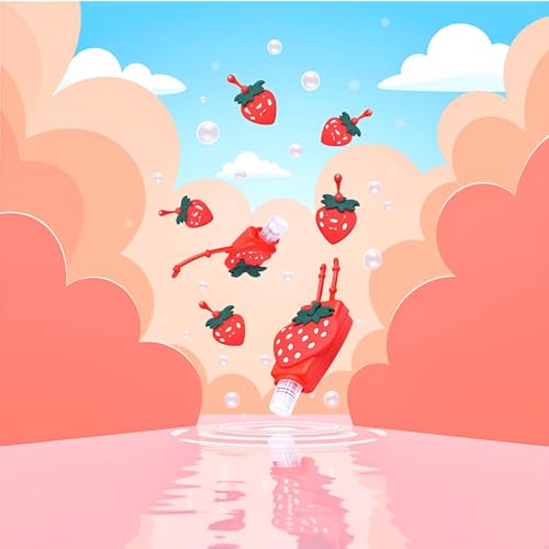 Red Strawberry Travel Hand Sanitizer Bottle with Keychain Sleeve