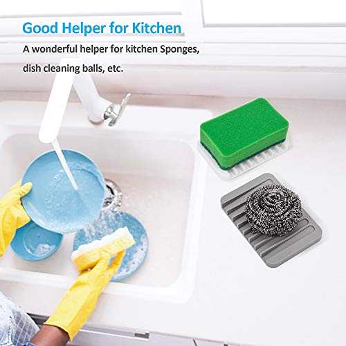 Mcyye 4-Pack Self-Draining Silicone Soap Dish and Sponge Holder