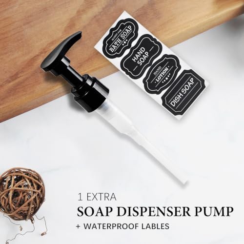 Amolliar 16oz Plastic Mason Jar Soap Dispenser Set - Black, 2 Pack