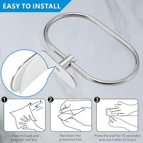 Self-Adhesive Stainless Steel Towel Ring - Modern Oval Design