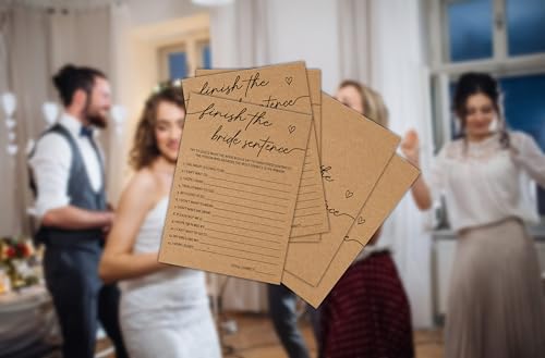 Kraft Bridal Shower Game - Finish The Bride Sentence Cards for 30 Guests