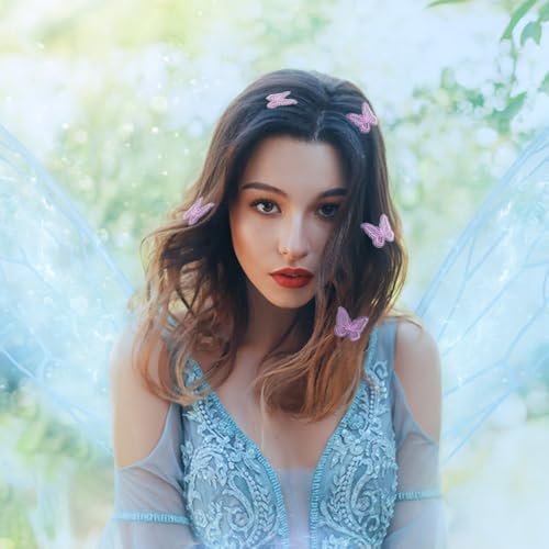 TODDER 16 Pcs Purple Butterfly Hair Clips, Y2K Fairy Hair Accessories