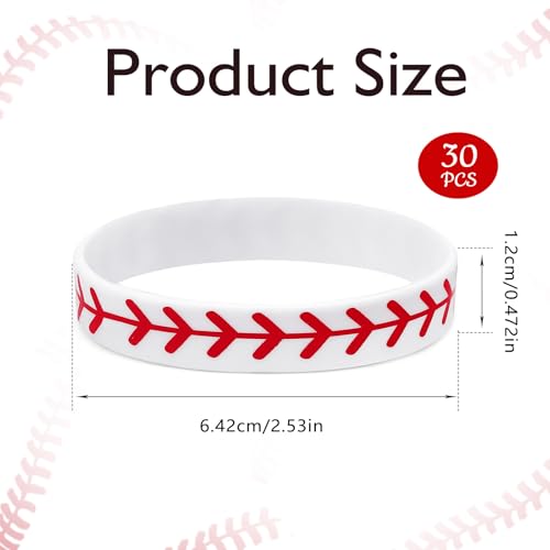 30 Pack Baseball Silicone Bracelets - Motivational Wristbands for Team Gifts