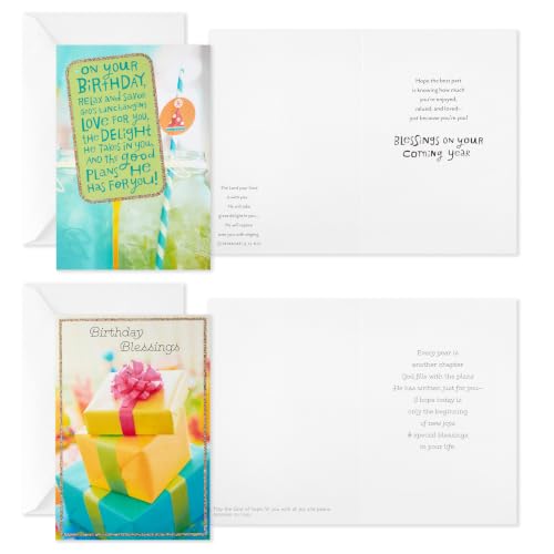 Hallmark Christian Birthday Cards Set - 12 Pack with Blessings