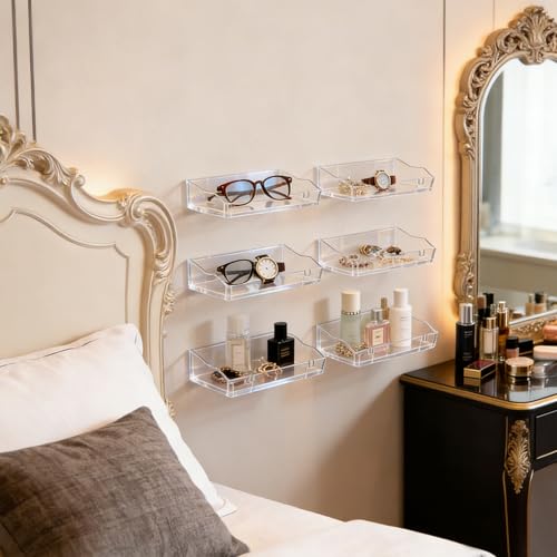 Clear Acrylic Floating Bathroom Shelves - 2pcs Durable Organizer