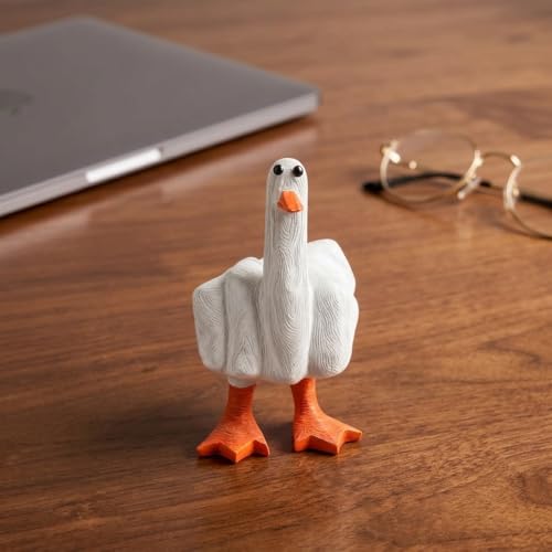 Funny Middle Finger Duck Statue Resin Desk Decor Halloween Gag Gift