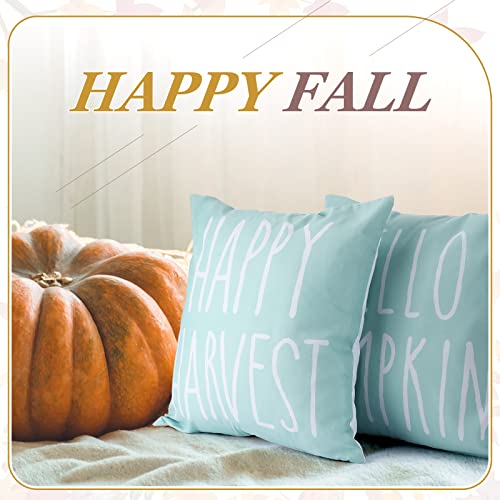 Yexiya 9-Piece Light Blue Fall Pumpkin Pillow Covers 18x18
