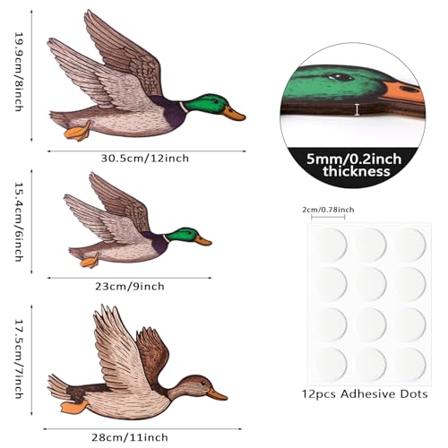 Wooden Mallard Duck Wall Decor Set - 3 Rustic Sizes for Nursery & Home