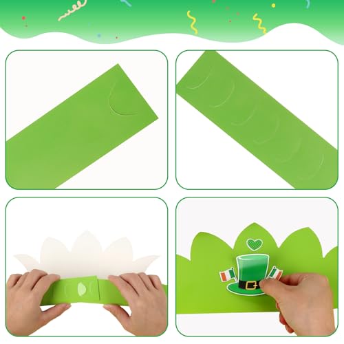 30 Pack St. Patrick's Day Adjustable Crowns with Stickers