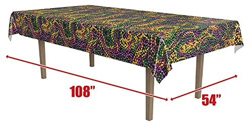 Beistle Mardi Gras Tablecovers, 54" x 108" Plastic Tablecloths 2-Count