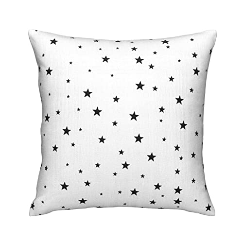 VARUN Black Stars Double-Sided Pillow Cases 18x18in - Elegant Plush Cushion Covers for Sofa & Bed