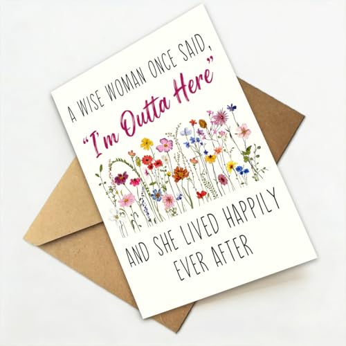 Funny Retirement Card for Women with Kraft Envelope & Gold Seal