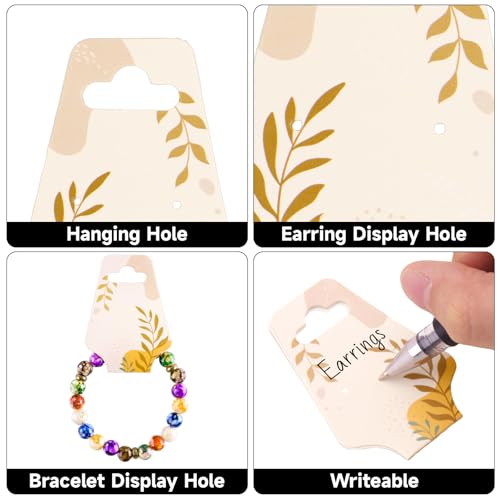 Joycraft 100Pcs Self-Adhesive Jewelry Display Cards - 4.7x1.7 in