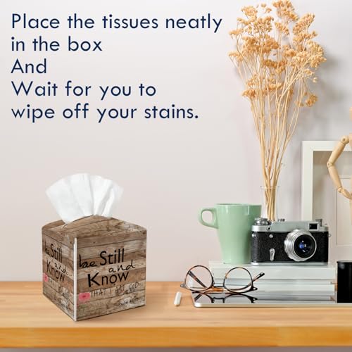 Christian Scripture Square Tissue Box Cover - Psalm 46:10 Waterproof Pattern 7