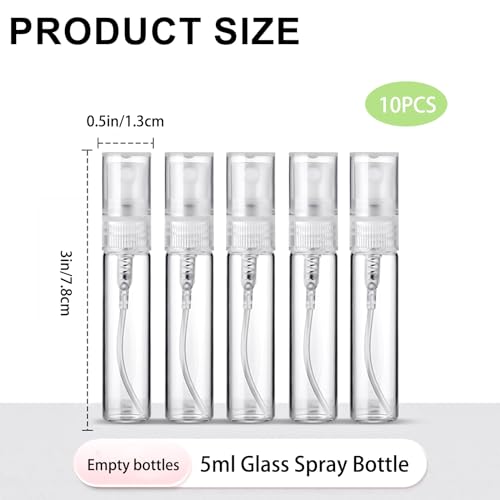 AxiyanX 5ml Glass Perfume Atomizer Spray Bottles 10 Pcs Travel Size