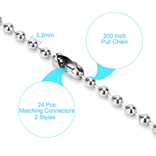 19ft Stainless Steel Ceiling Fan Pull Chain Extender - 3.2mm