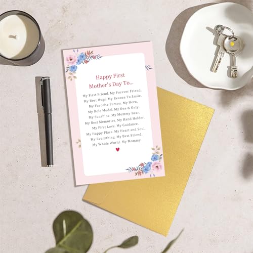 First Mother's Day Card from Baby - Romantic Poem Greeting Card for New Mom