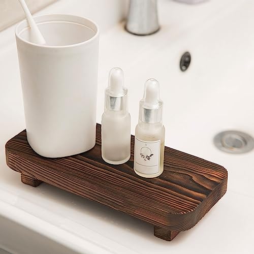 FLYIEE Natural Wood Soap Tray - Decorative Riser for Kitchen & Bath