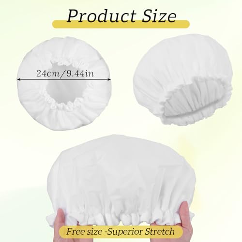 Lusofie Reusable Shower Cap for Women - Waterproof Double Layer Terry Lined Hair Cap