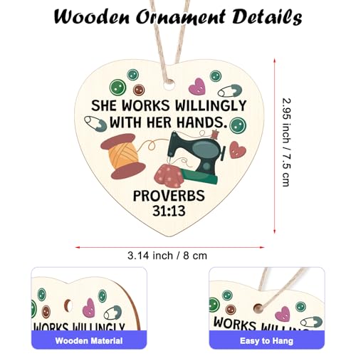 Wooden Sewing Christmas Ornament - Thoughtful Gift for Quilters and Seamstress