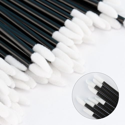 Chanaco 50Pcs Disposable Lip Brushes Soft Flocking Lip Gloss Wands