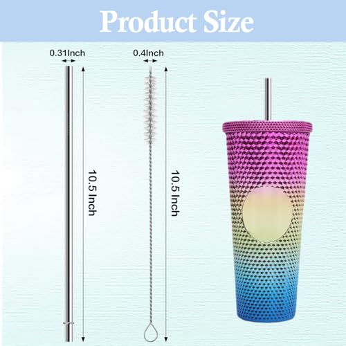 10.5 Inch Stainless Steel Straws - 6 Pack for Starbucks Venti 24 oz