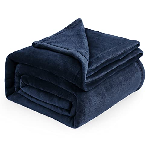 Bedsure King Size Navy Fleece Blanket 108"x90" - Soft & Cozy