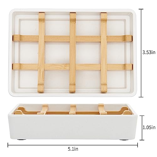 Maqqet Bamboo Soap Dish with Non-Slip Pads - Durable Wooden Bathroom Holder