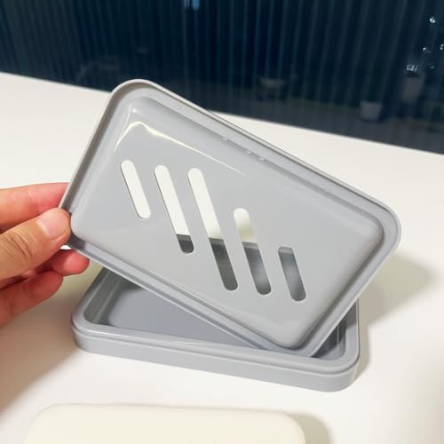 Mcyye 2PCS Grey Soap Holders - Premium Plastic Dish for Bath & Kitchen