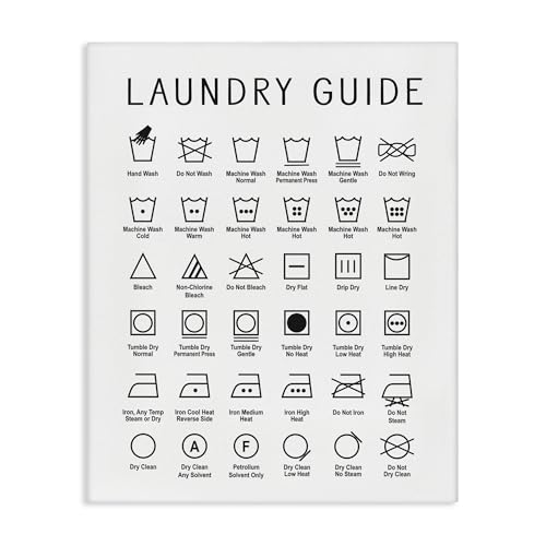Stupell Industries Minimal Laundry Guide Chart, Designed By Lettered and Lined, 16 x 20, Canvas Wall Art