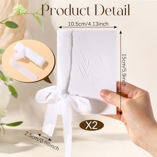 Honoson White Embossed Wedding Vow Book with Elegant Lettering - Keepsake