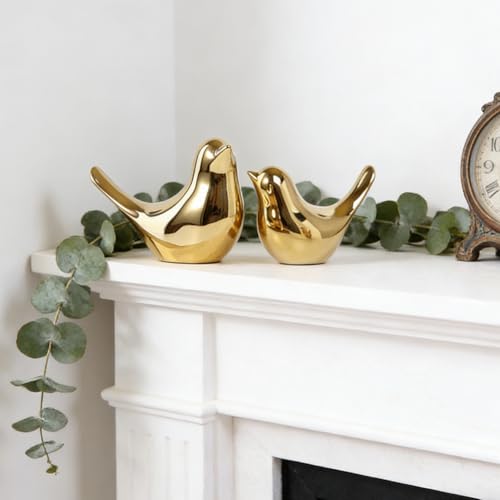 Set of 2 Ceramic Bird Figurines - Modern Home Decor Statues