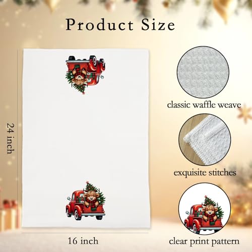 BitKan Redcow Cow Christmas Hand Towels - Kitchen & Bathroom Decor, 16x24 inches